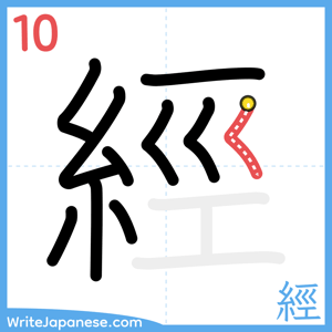 How to write "經" - stroke 10