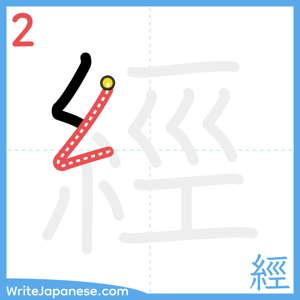 How to write "經" - stroke 2