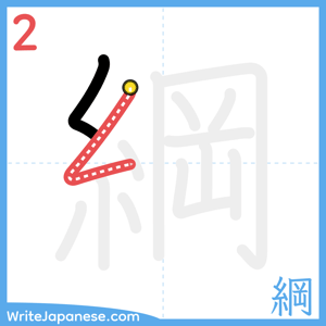 How to write "綱" - stroke 2
