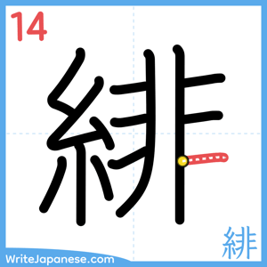 How to write "緋" - stroke 14