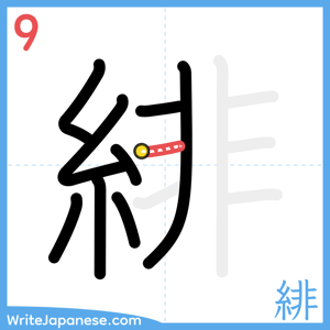 How to write "緋" - stroke 9