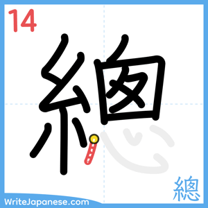 How to write "總" - stroke 14