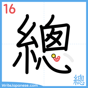 How to write "總" - stroke 16