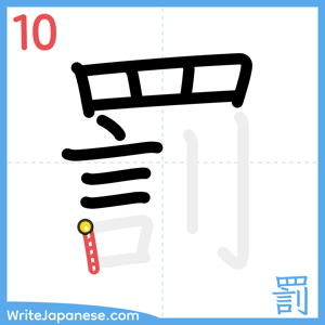 How to write "罰" - stroke 10
