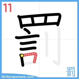 How to write "罰" - stroke 11