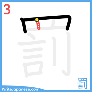How to write "罰" - stroke 3