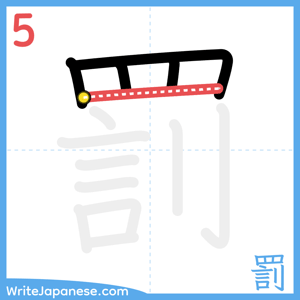 How to write "罰" - stroke 5