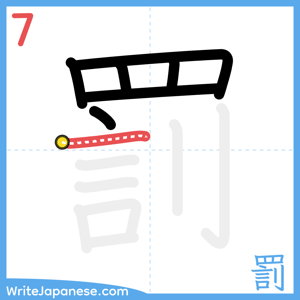 How to write "罰" - stroke 7