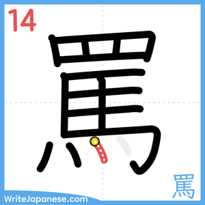 How to write "罵" - stroke 14