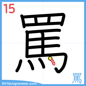 How to write "罵" - stroke 15