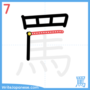 How to write "罵" - stroke 7