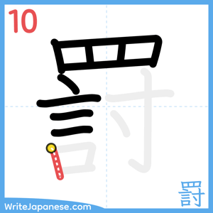 How to write "罸" - stroke 10
