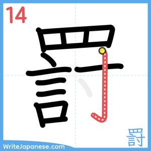How to write "罸" - stroke 14