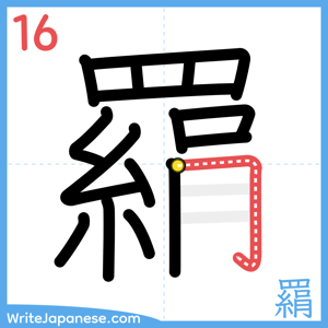 How to write "羂" - stroke 16