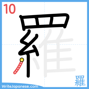 How to write "羅" - stroke 10