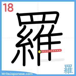 How to write "羅" - stroke 18