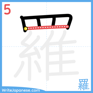 How to write "羅" - stroke 5
