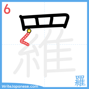 How to write "羅" - stroke 6