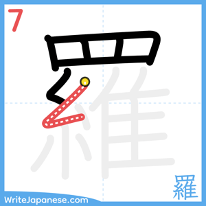 How to write "羅" - stroke 7