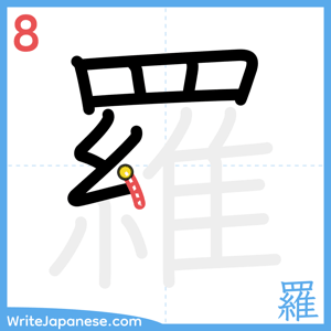How to write "羅" - stroke 8