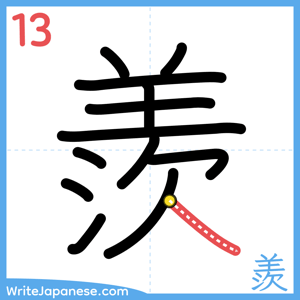 How to write "羨" - stroke 13
