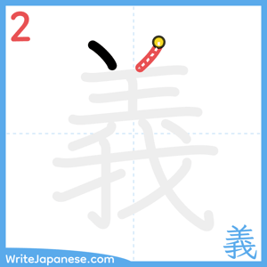 How to write "義" - stroke 2
