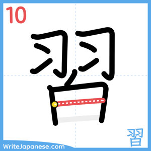 How to write "習" - stroke 10