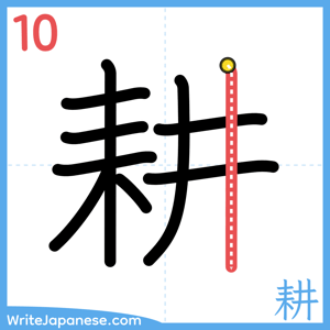 How to write "耕" - stroke 10