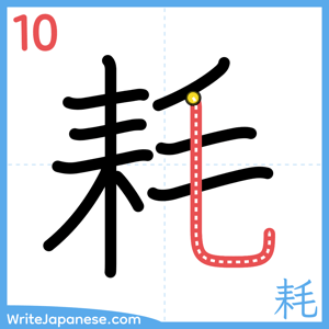 How to write "耗" - stroke 10