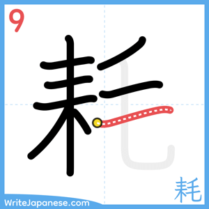 How to write "耗" - stroke 9