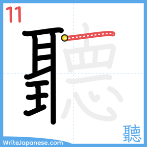 How to write "聽" - stroke 11
