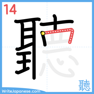How to write "聽" - stroke 14