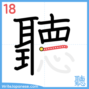 How to write "聽" - stroke 18