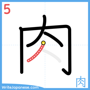 How to write "肉" - stroke 5