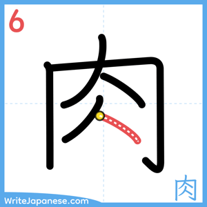 How to write "肉" - stroke 6