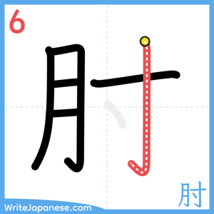 How to write "肘" - stroke 6