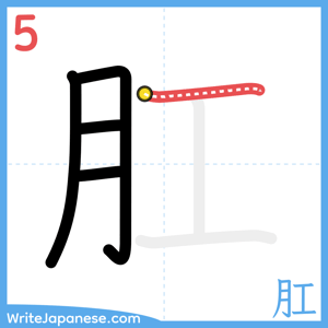 How to write "肛" - stroke 5