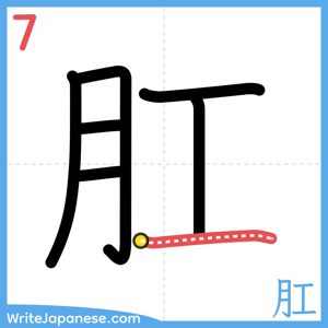 How to write "肛" - stroke 7
