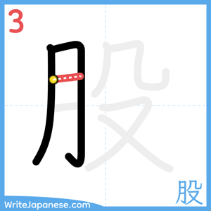 How to write "股" - stroke 3