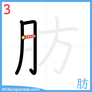 How to write "肪" - stroke 3