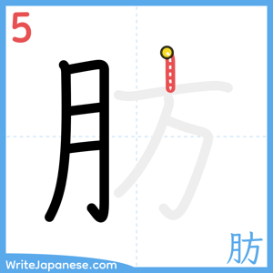 How to write "肪" - stroke 5