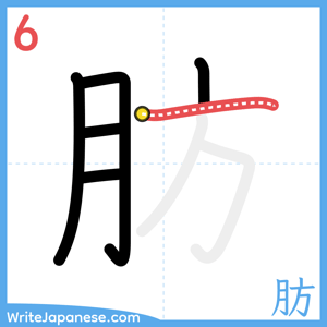 How to write "肪" - stroke 6