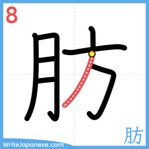 How to write "肪" - stroke 8