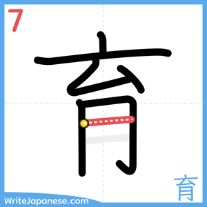 How to write "育" - stroke 7