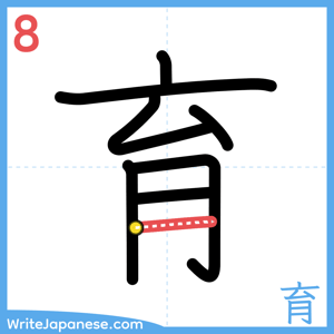 How to write "育" - stroke 8