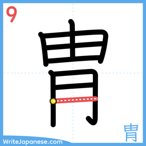 How to write "胄" - stroke 9
