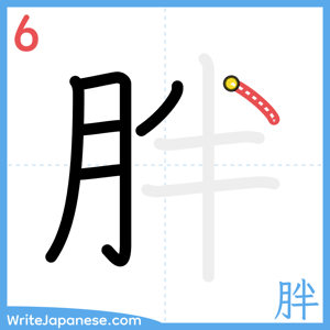 How to write "胖" - stroke 6