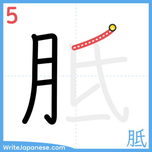 How to write "胝" - stroke 5