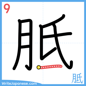 How to write "胝" - stroke 9