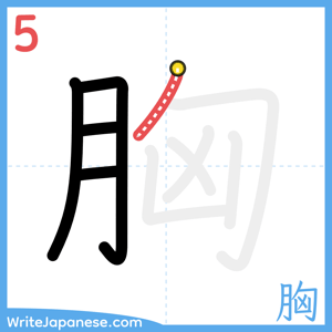 How to write "胸" - stroke 5